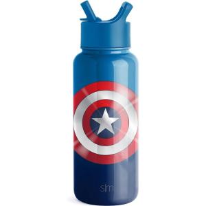 imageSimple Modern Star Wars Darth Vader Water Bottle with Straw Lid Vacuum Insulated Stainless Steel Metal Thermos  Gifts for Women Men Reusable Leak Proof Flask  Summit Collection  32oz Vader NationMarvel Captain America Shield