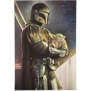 imageOpen Road Brands Disney Star Wars Grogu Mountain Scene Gallery Wrapped Canvas Wall Decor  Beautiful Baby Yoda Wall Art for Man Cave or Movie RoomBlue
