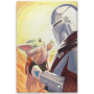 imageOpen Road Brands Disney Star Wars Grogu Mountain Scene Gallery Wrapped Canvas Wall Decor  Beautiful Baby Yoda Wall Art for Man Cave or Movie RoomGold