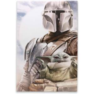 imageOpen Road Brands Disney Star Wars Grogu Mountain Scene Gallery Wrapped Canvas Wall Decor  Beautiful Baby Yoda Wall Art for Man Cave or Movie RoomGrayBlue