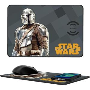 imageStar Wars The Mandalorian Din Djarin Color Block 15Watt Wireless Charger and Mouse PadDin Djarin