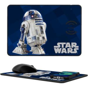 imageStar Wars The Mandalorian Din Djarin Color Block 15Watt Wireless Charger and Mouse PadR2D2