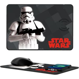 imageStar Wars The Mandalorian Din Djarin Color Block 15Watt Wireless Charger and Mouse PadStormtrooper