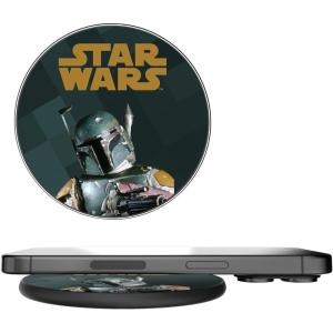 imageStar Wars The Mandalorian Grogu Color Block 15Watt Wireless ChargerBoba Fett