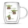 imageJoyJolt Awake Grogu Coffee Mug Set of 2 Double Wall Mug 135oz Large Espresso Cappuccino or Latte Cup Mandalorian Star Wars Mugs Insulated Coffee Mug Clear Glass Cups Coffee Cup Set