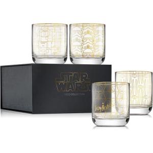 imageJoyJolt Star Wars Glassware Deco Lowball Glasses Set of 4 10oz Star Wars Glasses Short Glass Tumbler with Darth Vader in a Retro Crystal Glass Cup Double Old Fashioned Rocks Glass or Water GlassLowball Glasses