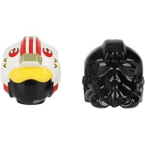imageStar Wars Rebel ampamp Imperial Helmets Sculpted Ceramic Salt ampamp Pepper Shakers