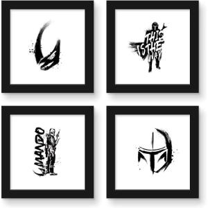 imageTrends International Gallery Pops Star Wars The Mandalorian  Bounty Hunter Wall Art Bundle 4Pack Wall Poster 12quot x 12quot Black Frame VersionBlack Framed Version
