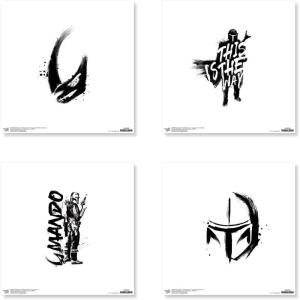 imageTrends International Gallery Pops Star Wars The Mandalorian  Bounty Hunter Wall Art Bundle 4Pack Wall Poster 12quot x 12quot Black Frame VersionUnframed Version