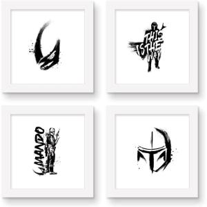 imageTrends International Gallery Pops Star Wars The Mandalorian  Bounty Hunter Wall Art Bundle 4Pack Wall Poster 12quot x 12quot Black Frame VersionWhite Framed Version