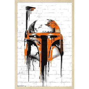imageTrends International Star Wars Saga  Boba Fett Black And Orange Wall Poster 22375quot x 34quot Premium Unframed VersionBlonde Framed Version
