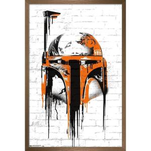 imageTrends International Star Wars Saga  Boba Fett Black And Orange Wall Poster 22375quot x 34quot Premium Unframed VersionBronze Framed Version