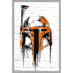 imageTrends International Star Wars Saga  Boba Fett Black And Orange Wall Poster 22375quot x 34quot Premium Unframed VersionGray Framed Version