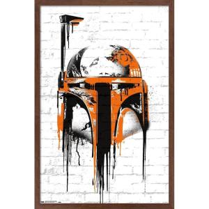 imageTrends International Star Wars Saga  Boba Fett Black And Orange Wall Poster 22375quot x 34quot Premium Unframed VersionMahogany Framed Version