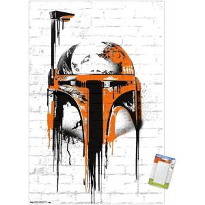 imageTrends International Star Wars Saga  Boba Fett Black And Orange Wall Poster 22375quot x 34quot Premium Unframed VersionPremium Poster  Mount Bundle