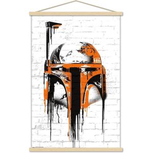 imageTrends International Star Wars Saga  Boba Fett Black And Orange Wall Poster 22375quot x 34quot Premium Unframed VersionPremium Print and Beechwood Hanger Bundle
