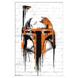 imageTrends International Star Wars Saga  Boba Fett Black And Orange Wall Poster 22375quot x 34quot Premium Unframed VersionWhite Framed Version