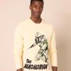 imageAmazon Essentials Disney  Marvel  Star Wars Mens LongSleeve TShirts Pack of 2Light Yellow Star Wars MandoNavy Star Wars