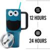 imageBioworld Star Wars Mandalorian Mythosaur Skull Bounty Hunter Logo 40 Oz Silver Stainless Steel TumblerCookie Monster