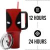imageBioworld Star Wars Mandalorian Mythosaur Skull Bounty Hunter Logo 40 Oz Silver Stainless Steel TumblerDeadpool Nerdin