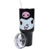 imageBioworld Star Wars Mandalorian Mythosaur Skull Bounty Hunter Logo 40 Oz Silver Stainless Steel TumblerKuromi Face