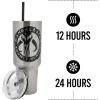 imageBioworld Star Wars Mandalorian Mythosaur Skull Bounty Hunter Logo 40 Oz Silver Stainless Steel TumblerMythosaur Skull