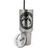 imageBioworld Star Wars Mandalorian Mythosaur Skull Bounty Hunter Logo 40 Oz Silver Stainless Steel TumblerMythosaur Skull