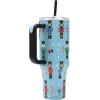 imageBioworld Star Wars Mandalorian Mythosaur Skull Bounty Hunter Logo 40 Oz Silver Stainless Steel TumblerNutcrackers Blue