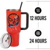 imageBioworld Star Wars Mandalorian Mythosaur Skull Bounty Hunter Logo 40 Oz Silver Stainless Steel TumblerSpider Man Swinging
