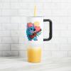 imageBioworld Star Wars Mandalorian Mythosaur Skull Bounty Hunter Logo 40 Oz Silver Stainless Steel TumblerStitch Holding Guitar