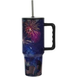 imageBioworld Star Wars Mandalorian Mythosaur Skull Bounty Hunter Logo 40 Oz Silver Stainless Steel TumblerAmericana Fireworks