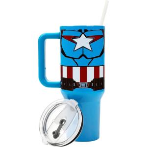 imageBioworld Star Wars Mandalorian Mythosaur Skull Bounty Hunter Logo 40 Oz Silver Stainless Steel TumblerCaptain America Costume  Shield