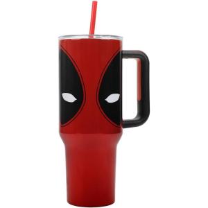 imageBioworld Star Wars Mandalorian Mythosaur Skull Bounty Hunter Logo 40 Oz Silver Stainless Steel TumblerDeadpool Nerdin