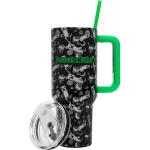 imageBioworld Star Wars Mandalorian Mythosaur Skull Bounty Hunter Logo 40 Oz Silver Stainless Steel TumblerMinecraft Creeper  TNT Blue