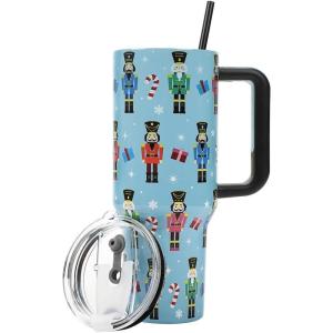 imageBioworld Star Wars Mandalorian Mythosaur Skull Bounty Hunter Logo 40 Oz Silver Stainless Steel TumblerNutcrackers Blue