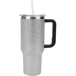 imageBioworld Star Wars Mandalorian Mythosaur Skull Bounty Hunter Logo 40 Oz Silver Stainless Steel TumblerRhinestone Silver