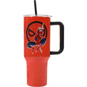 imageBioworld Star Wars Mandalorian Mythosaur Skull Bounty Hunter Logo 40 Oz Silver Stainless Steel TumblerSpider Man Swinging