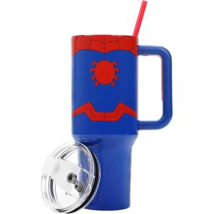 imageBioworld Star Wars Mandalorian Mythosaur Skull Bounty Hunter Logo 40 Oz Silver Stainless Steel TumblerSpiderMan Costume Blue