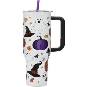 imageBioworld Star Wars Mandalorian Mythosaur Skull Bounty Hunter Logo 40 Oz Silver Stainless Steel TumblerSpooky Icons