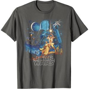 imageStar Wars A New Hope Faded Vintage Retro Poster Disney TShirtAsphalt Grey