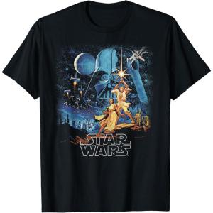 imageStar Wars A New Hope Faded Vintage Retro Poster Disney TShirtBlack