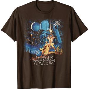 imageStar Wars A New Hope Faded Vintage Retro Poster Disney TShirtBrown