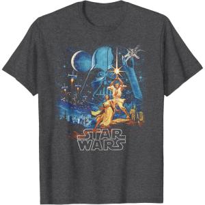 imageStar Wars A New Hope Faded Vintage Retro Poster Disney TShirtDark Heather Grey