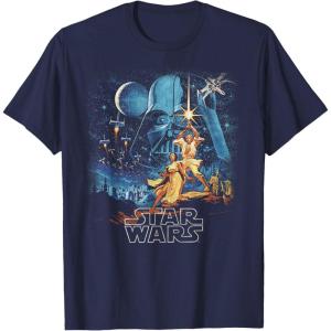imageStar Wars A New Hope Faded Vintage Retro Poster Disney TShirtNavy Blue