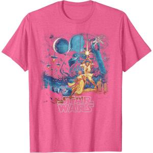imageStar Wars A New Hope Faded Vintage Retro Poster Disney TShirtPink Heather