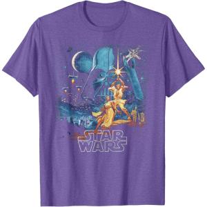 imageStar Wars A New Hope Faded Vintage Retro Poster Disney TShirtPurple Heather