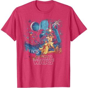 imageStar Wars A New Hope Faded Vintage Retro Poster Disney TShirtRed Heather