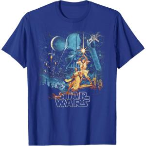 imageStar Wars A New Hope Faded Vintage Retro Poster Disney TShirtRoyal Blue