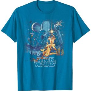 imageStar Wars A New Hope Faded Vintage Retro Poster Disney TShirtSapphire Blue