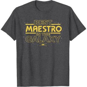 imageStar Wars Best Maestro in the Galaxy Teacher Gift Spanish TShirtDark Heather Grey